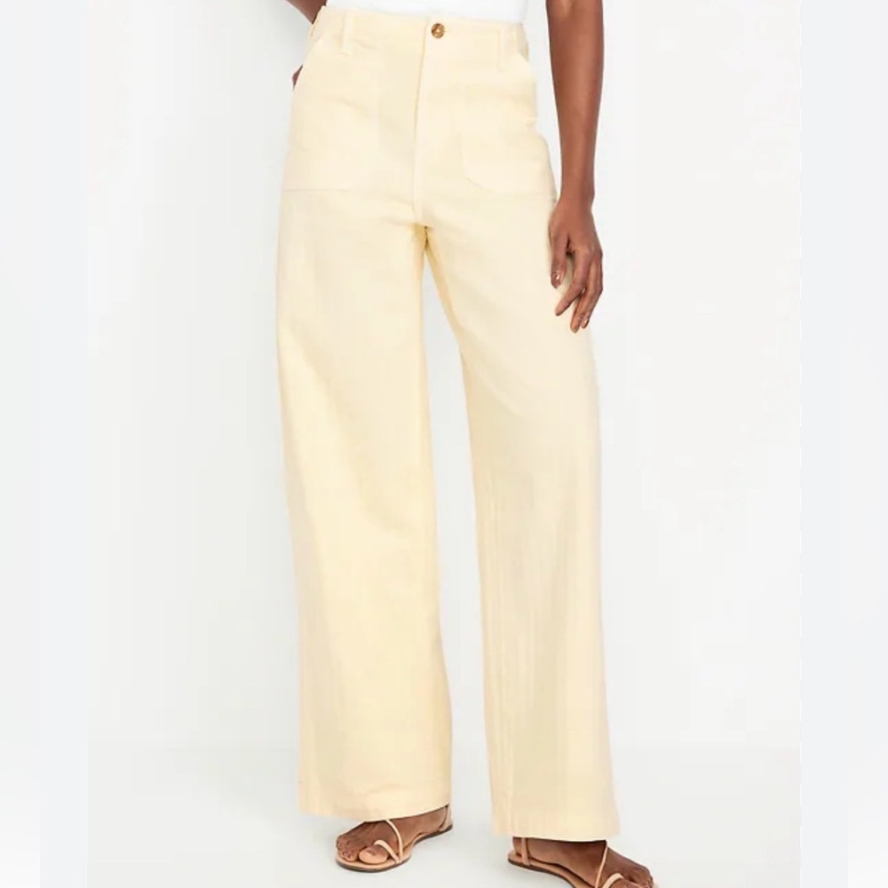 Old Navy Light Yellow Wide-Leg Trousers jeans high waist size 4